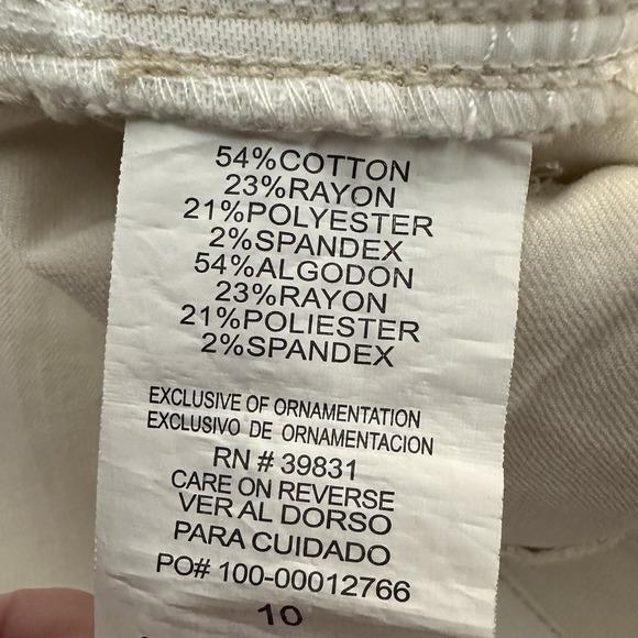 Democracy Ab Technology Denim Jeans Womens 10 Khaki Cream Slim Straight Denim - Picture 8 of 8